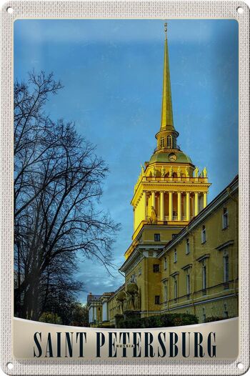 Signe en étain voyage 20x30cm, Architecture de l'église de saint-pétersbourg 1