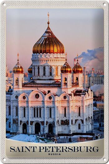 Plaque en tôle voyage 20x30cm Église de Saint-Pétersbourg Toit doré 1