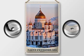 Plaque en tôle voyage 20x30cm Église de Saint-Pétersbourg Toit doré 2