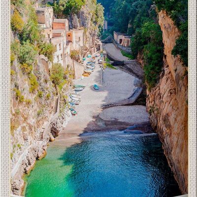 Cartel de chapa Travel 20x30cm Isla de Salerno Naturaleza Barco Playa Sol