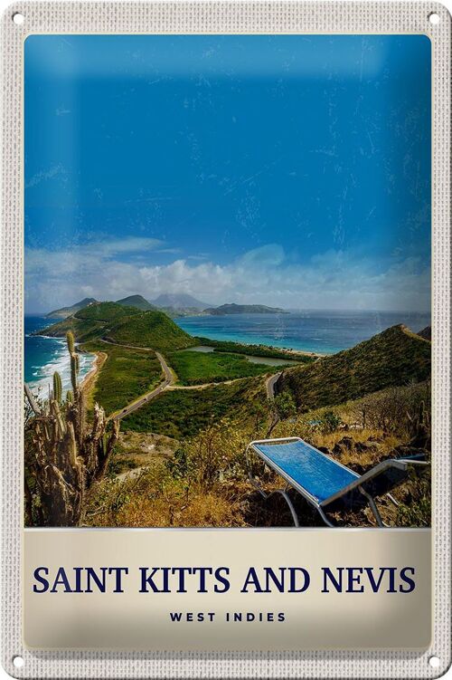 Blechschild Reise 20x30cm Saint Kitts and Nevis Amerika Insel