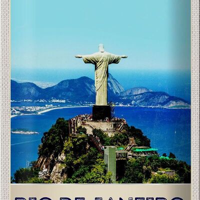 Blechschild Reise 20x30cm Brasilien Amerika Christus Statuee