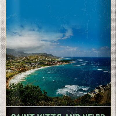 Signe en étain voyage 20x30cm, saint-kitts et Nevis, vacances américaines
