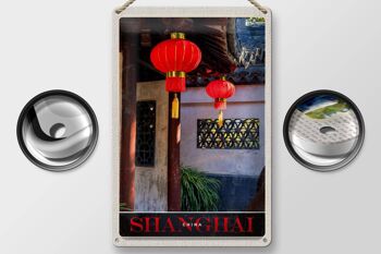 Panneau en étain voyage 20x30cm, Shanghai Asie Chine lanterne rouge 2