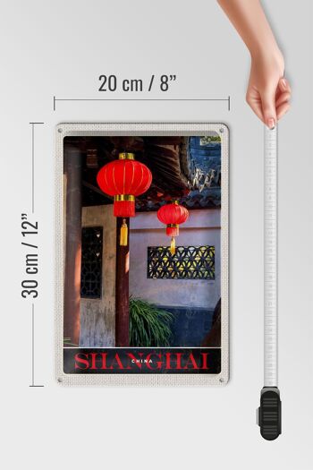 Panneau en étain voyage 20x30cm, Shanghai Asie Chine lanterne rouge 4