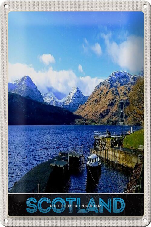 Blechschild Reise 20x30cm Schottland Insel Gebirge See Schild