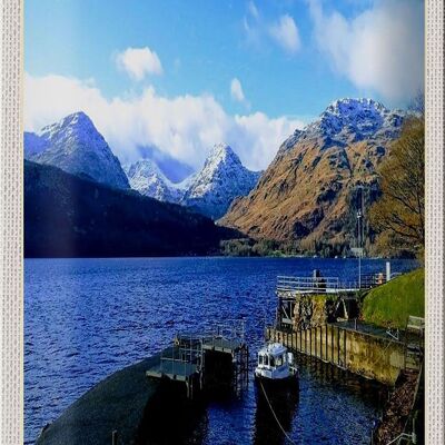 Cartel de chapa de viaje, 20x30cm, Escocia, isla, montañas, lago