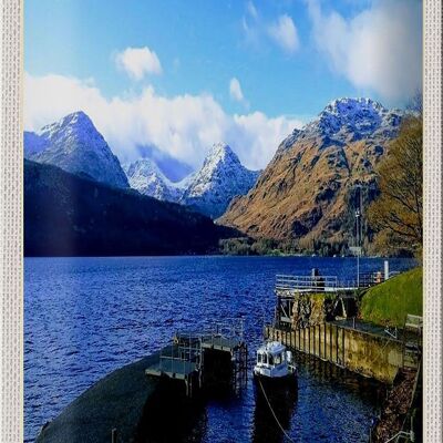 Blechschild Reise 20x30cm Schottland Insel Gebirge Schnee Trip