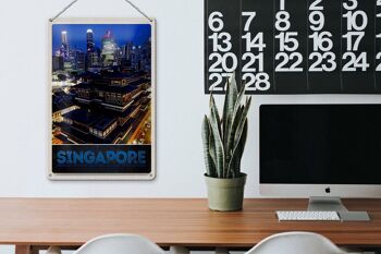 Panneau en étain voyage 20x30cm, ville de Singapour, Asie, gratte-ciel Inde 3