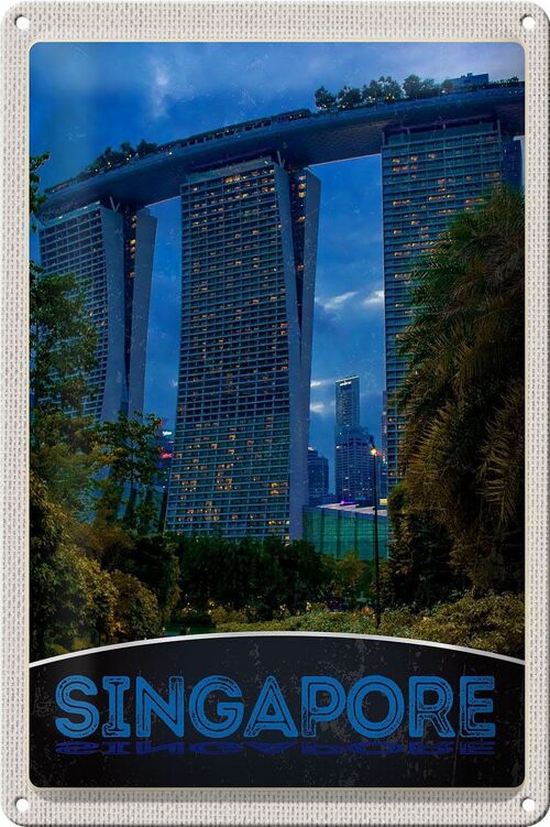 Blechschild Reise 20x30cm Singapur Asien Architektur Hochhaus