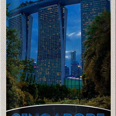Targa in metallo da viaggio 20x30 cm Singapore Asia architettura grattacielo