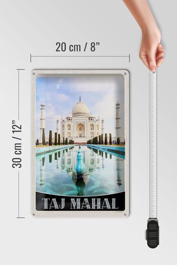 Panneau de voyage en étain, 20x30cm, Taj Mahal, mosquée du jardin avant de l'inde 4