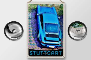 Plaque en tôle voyage 20x30cm Stuttgart Allemagne véhicule bleu 2
