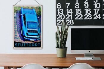 Plaque en tôle voyage 20x30cm Stuttgart Allemagne véhicule bleu 3