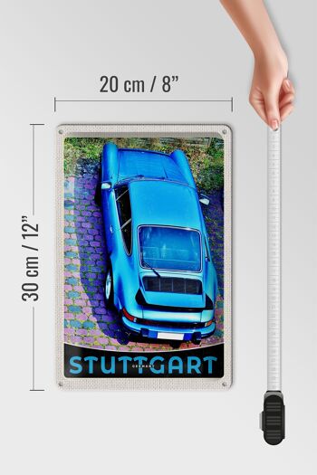 Plaque en tôle voyage 20x30cm Stuttgart Allemagne véhicule bleu 4