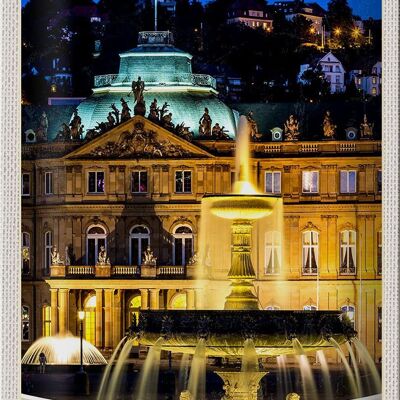 Blechschild Reise 20x30cm Stuttgart Deutschland Schloss Abend