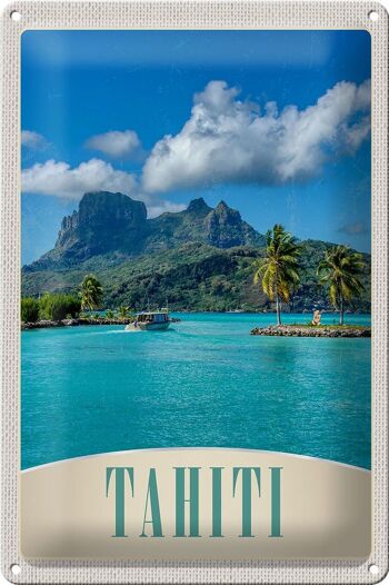 Plaque en tôle voyage 20x30cm Tahiti Amérique île bleu mer nature 1