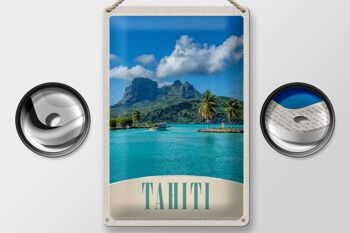 Plaque en tôle voyage 20x30cm Tahiti Amérique île bleu mer nature 2