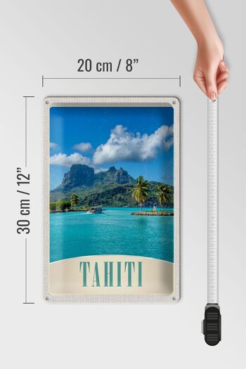 Plaque en tôle voyage 20x30cm Tahiti Amérique île bleu mer nature 4