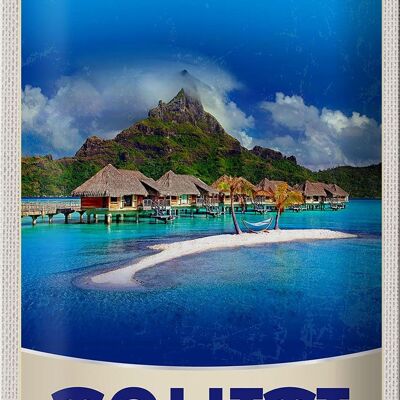 Cartel de chapa de viaje, 20x30cm, isla de Tahití, América, vacaciones, sol