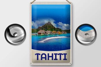 Signe en étain voyage 20x30cm, île de Tahiti, Amérique, vacances, soleil 2