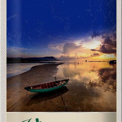 Cartel de chapa de viaje, 20x30cm, Vietnam, Asia, barco, mar, naturaleza, vacaciones