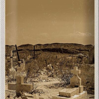 Cartel de chapa de viaje, 20x30cm, Therlingua, Estados Unidos, América, Desierto de lápida