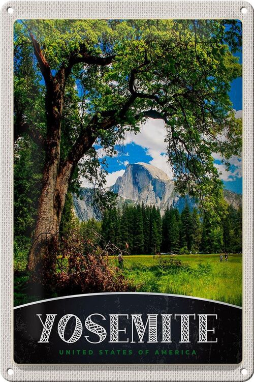 Blechschild Reise 20x30cm Yosemite Amerika Natur Bäume Gebirge