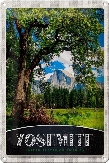 Signe en étain voyage 20x30cm, Yosemite America, arbres naturels, montagnes 1