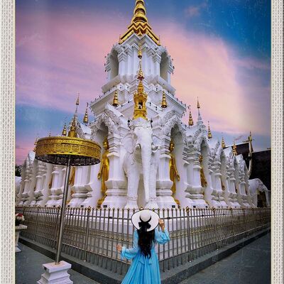 Tin sign travel 20x30cm Thailand Wait Traimit golden monastery