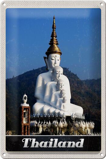 Signe en étain voyage 20x30cm, thaïlande, forêt naturelle, Temple, dieu 1