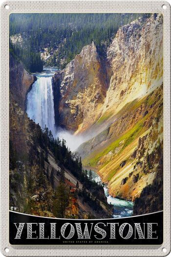 Signe en étain voyage 20x30cm, cascade de Yellowstone, rivière Nature 1