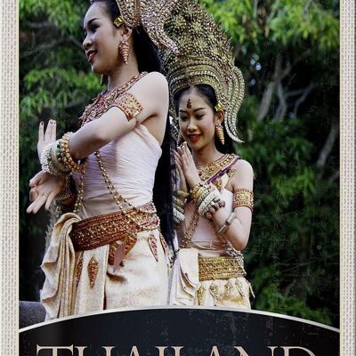 Cartel de chapa de viaje, 20x30cm, Tailandia, trópicos, naturaleza, mujer, religión