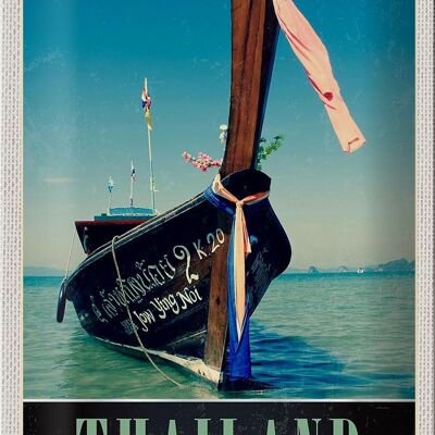 Tin sign travel 20x30cm Thailand sea blue sea boat nature