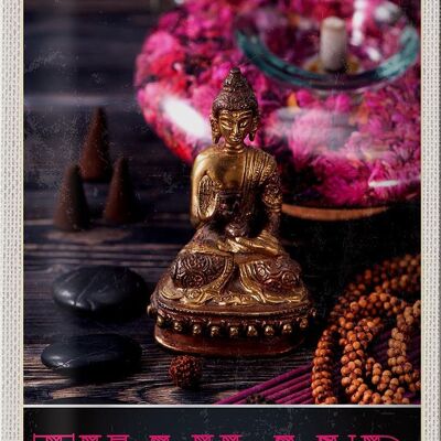 Targa in metallo da viaggio 20x30 cm Thailandia Asia Buddha Dio Religione