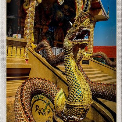 Cartel de chapa de viaje, 20x30cm, Tailandia, Asia, dragón, Tempelk colorido