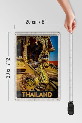 Signe en étain voyage 20x30cm, thaïlande asie Dragon coloré Tempelk 4