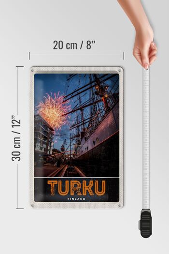 Panneau de voyage en étain, 20x30cm, Turku, finlande, bateau, feux d'artifice, vacances 4