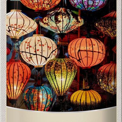 Cartel de chapa de viaje 20x30cm Vietnam Asia cultura de linterna colorida