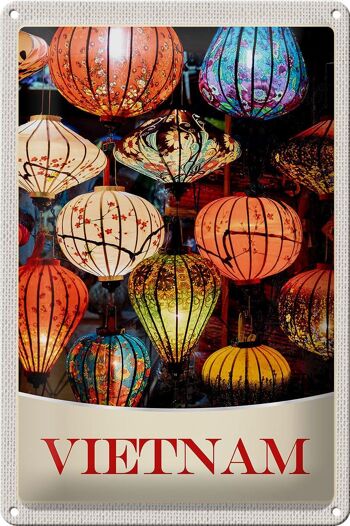 Panneau en étain voyage 20x30cm, culture des lanternes colorées du Vietnam et de l'asie 1