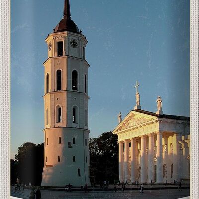 Cartel de chapa de viaje, 20x30cm, Vilnius, Lituania, arquitectura de la iglesia