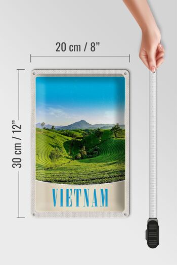 Signe en étain voyage 20x30cm, Vietnam Nature prairie Agriculture arbres 4