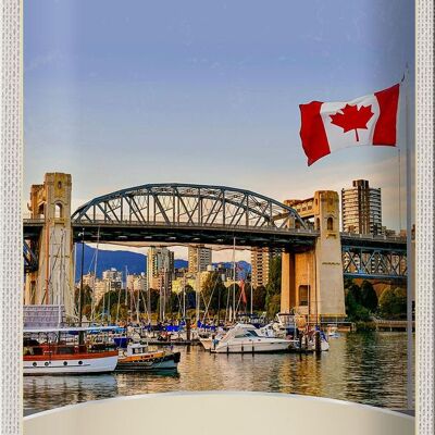 Cartel de chapa de viaje, 20x30cm, Vancouver, Canadá, puente de la ciudad, barcos