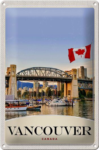 Panneau en étain voyage 20x30cm, Vancouver Canada City Bridge bateaux 1
