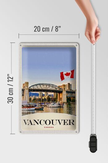 Panneau en étain voyage 20x30cm, Vancouver Canada City Bridge bateaux 4