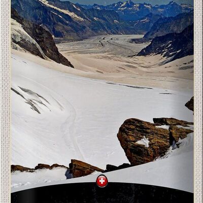 Plaque en tôle Voyage 20x30cm Aletschgletsch Suisse Neige Nature