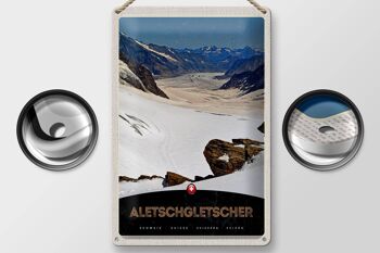 Plaque en tôle Voyage 20x30cm Aletschgletsch Suisse Neige Nature 2