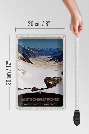 Plaque en tôle Voyage 20x30cm Aletschgletsch Suisse Neige Nature 4