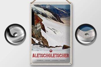 Plaque en tôle voyage 20x30cm Aletschgletsch Suisse neige hiver 2