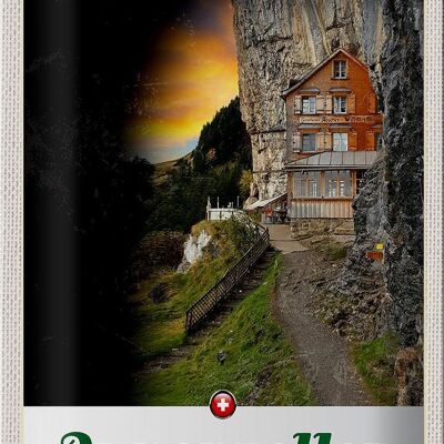 Cartel de chapa Travel 20x30cm Montañas Appenzeller Edificio Suiza